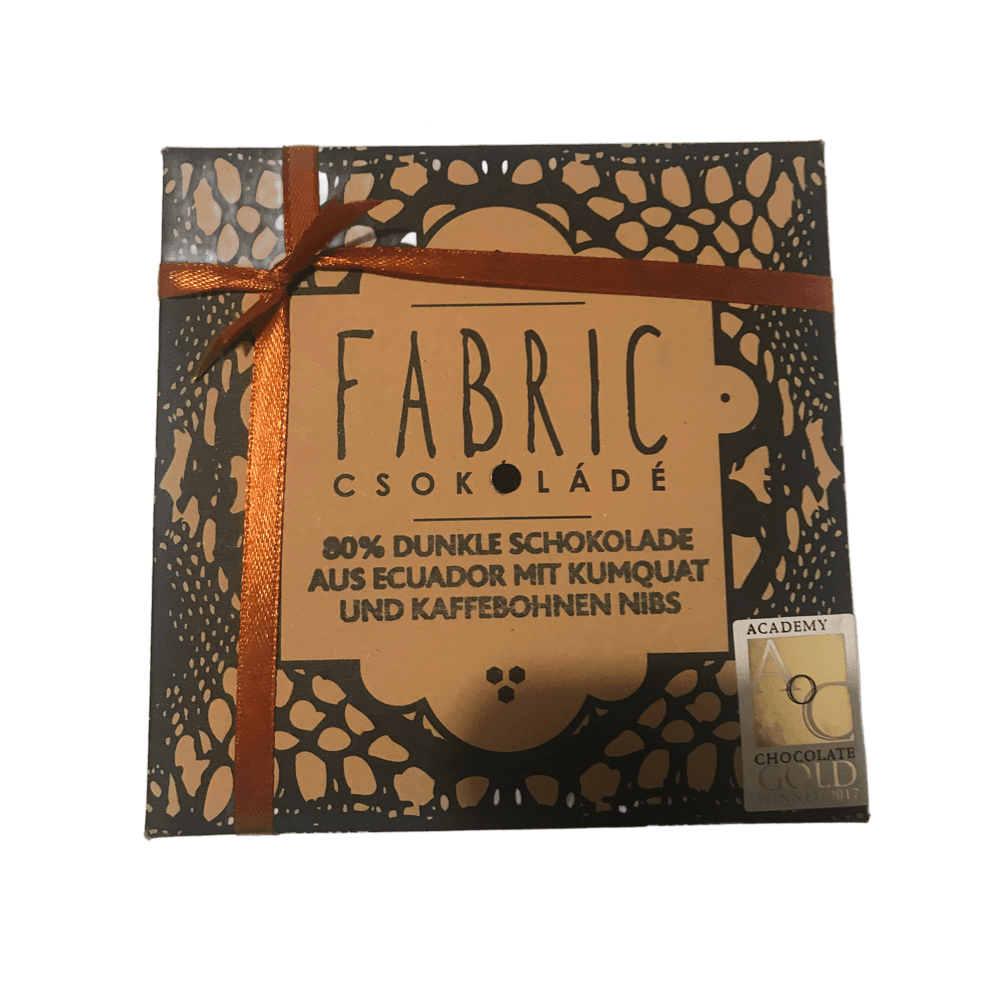 Fabric Cscokade 80 % Dunkle Schokolade Aus Ecuador Mit Kumquat Und Kaffeebohnen Nibs