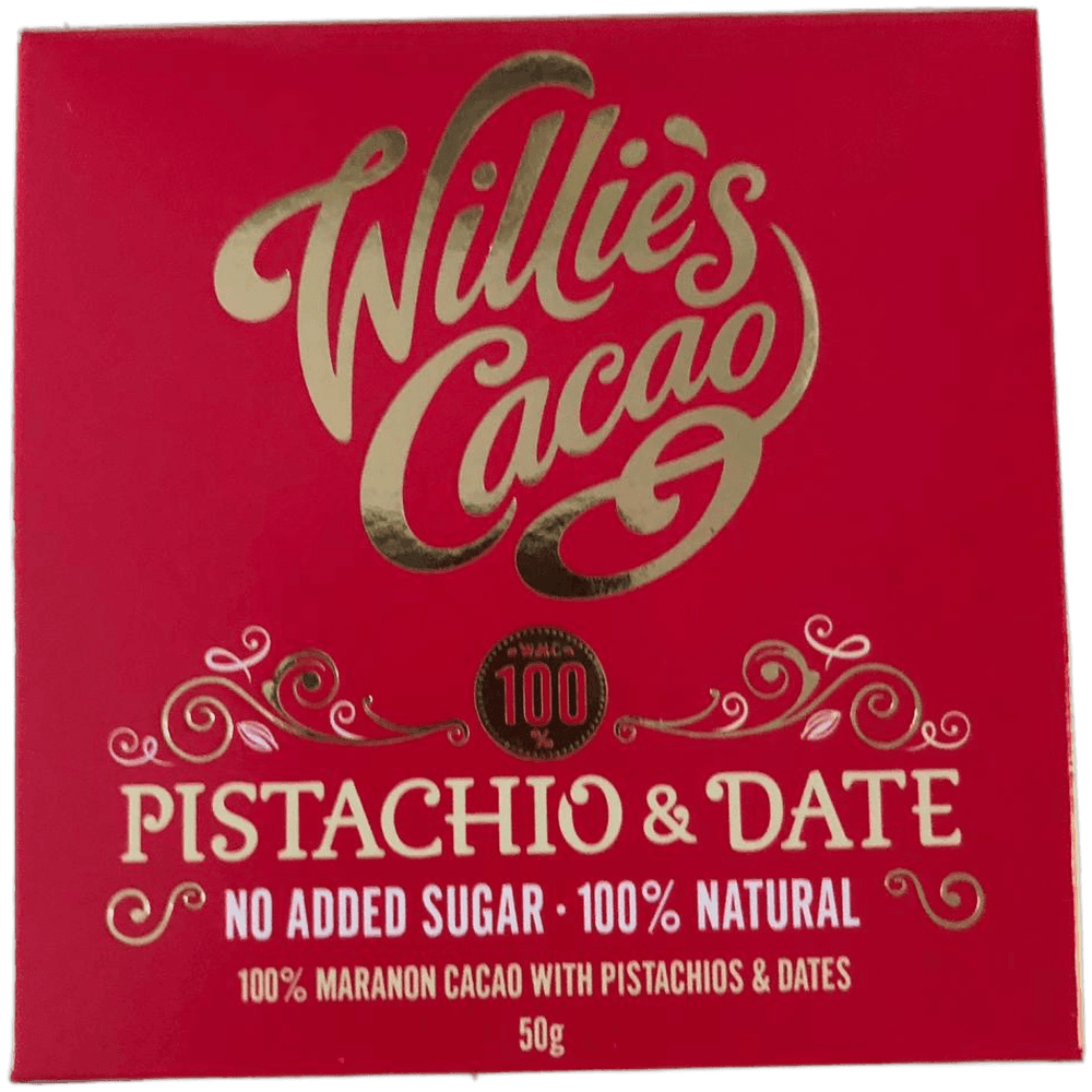 Willies Cacao 100 % Maron Cacao With Pistachios & Dates